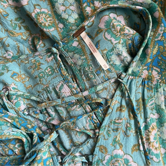 FREE PEOPLE HANALEI BAY LACE UP TIERED OVERSIZED TIERED FLORAL MAXI DRESS XS - Picture 16 of 16